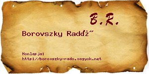 Borovszky Radó névjegykártya